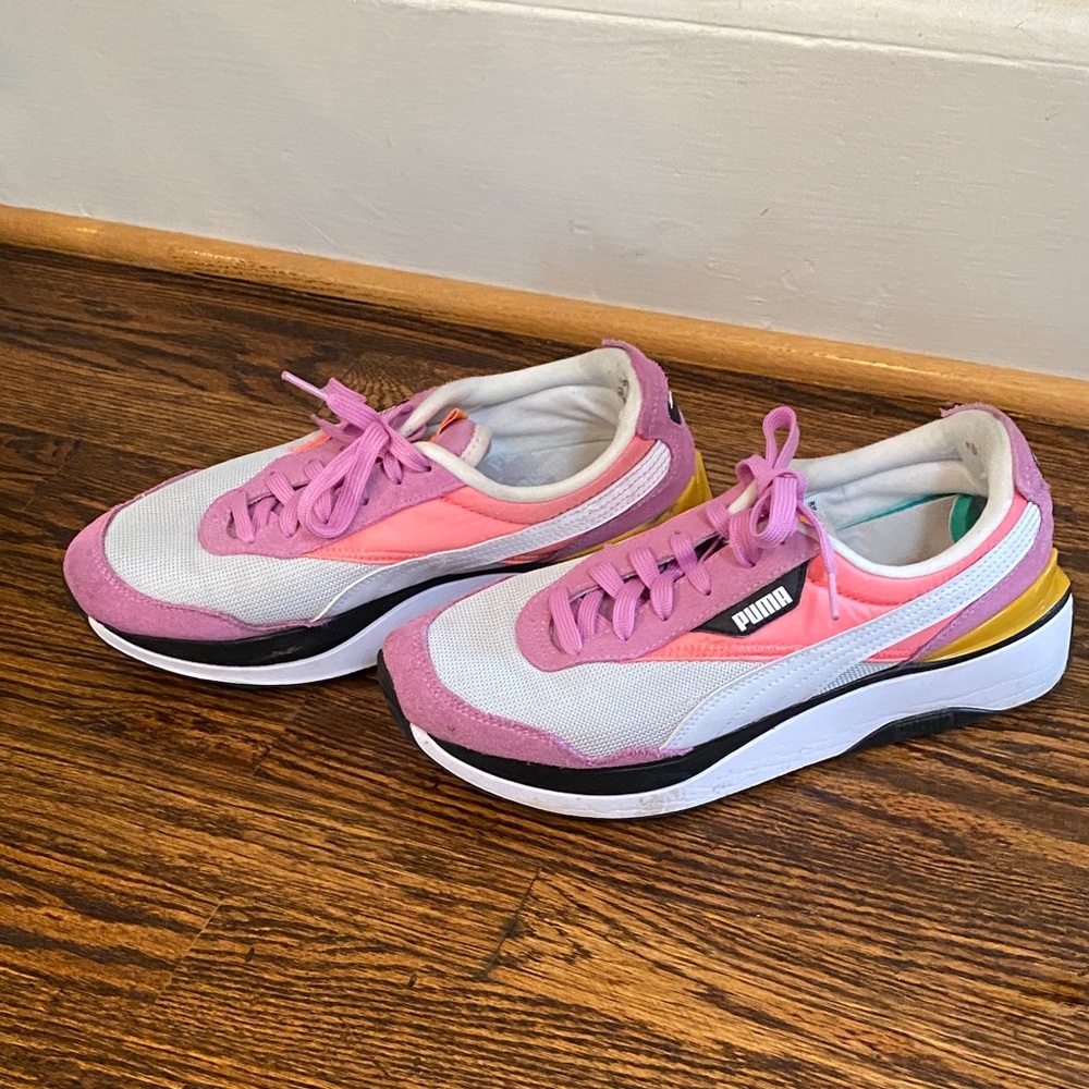 Puma Women's Pink and White Sneakers
